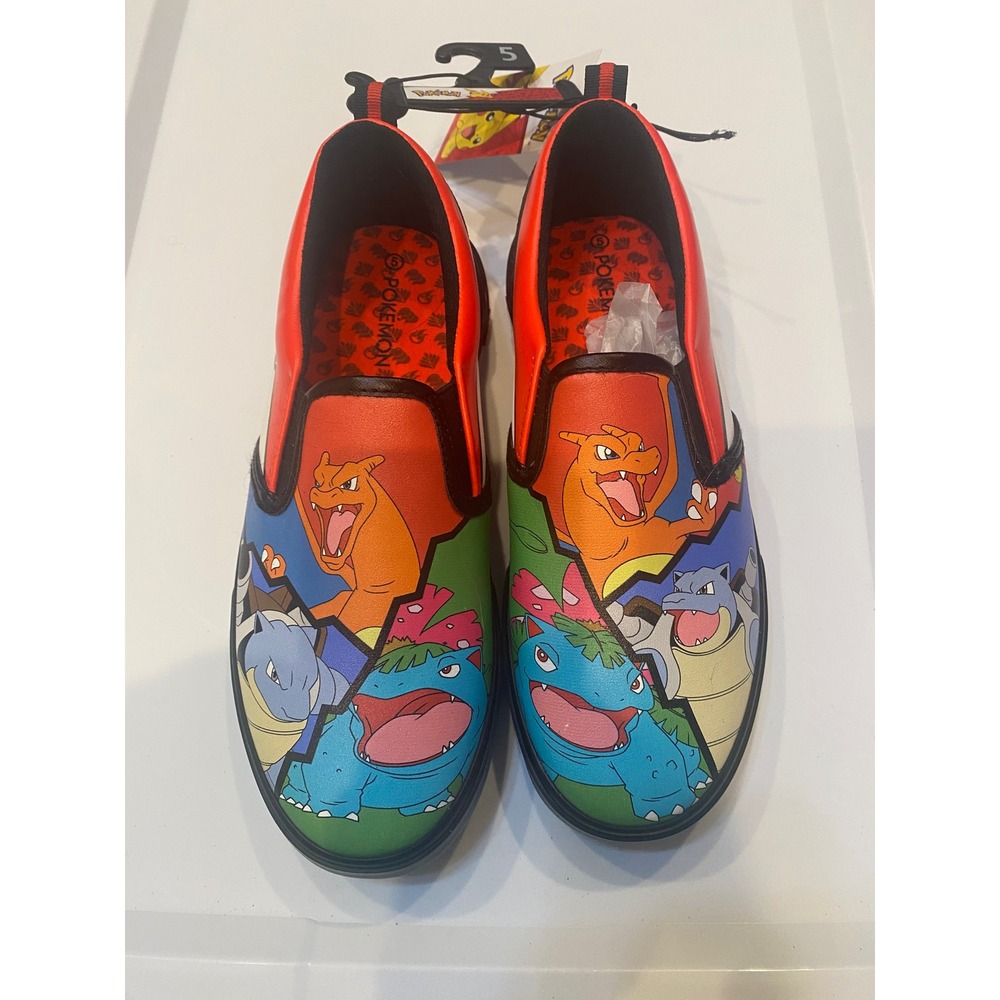 Ground Up Pokemon Boys Slip On Sneakers Charizard Blastoise Venusaur Size 5